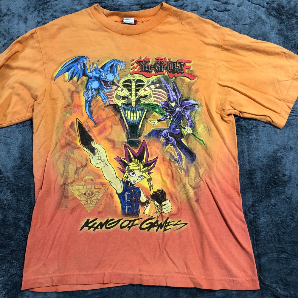 Yu-Gi-Oh! Graphic T-Shirt Boys XL 14-16 Orange King‎ of Games Anime Ombre Tee
